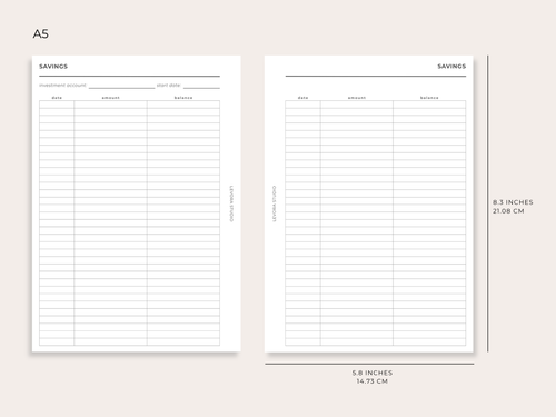 Finances - A5 Ring Planner Inserts