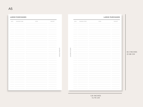 Finances - A5 Ring Planner Inserts